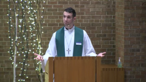 Pastor Ben Shori gives sermon at Nativity.