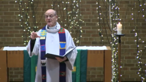 Pastor Glenn Seefeldt preaching at Nativity.