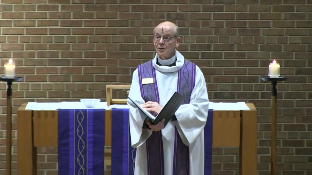 Pastor Glenn Seefeldt preaching at Nativity Lutheran Church
