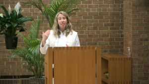 Guest Preacher Joanna Mitchell giving the sermon at Nativity Lutheran Church.