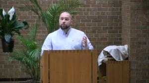 Deacon Kyle Soderberg preaching at Nativity Lutheran Church.