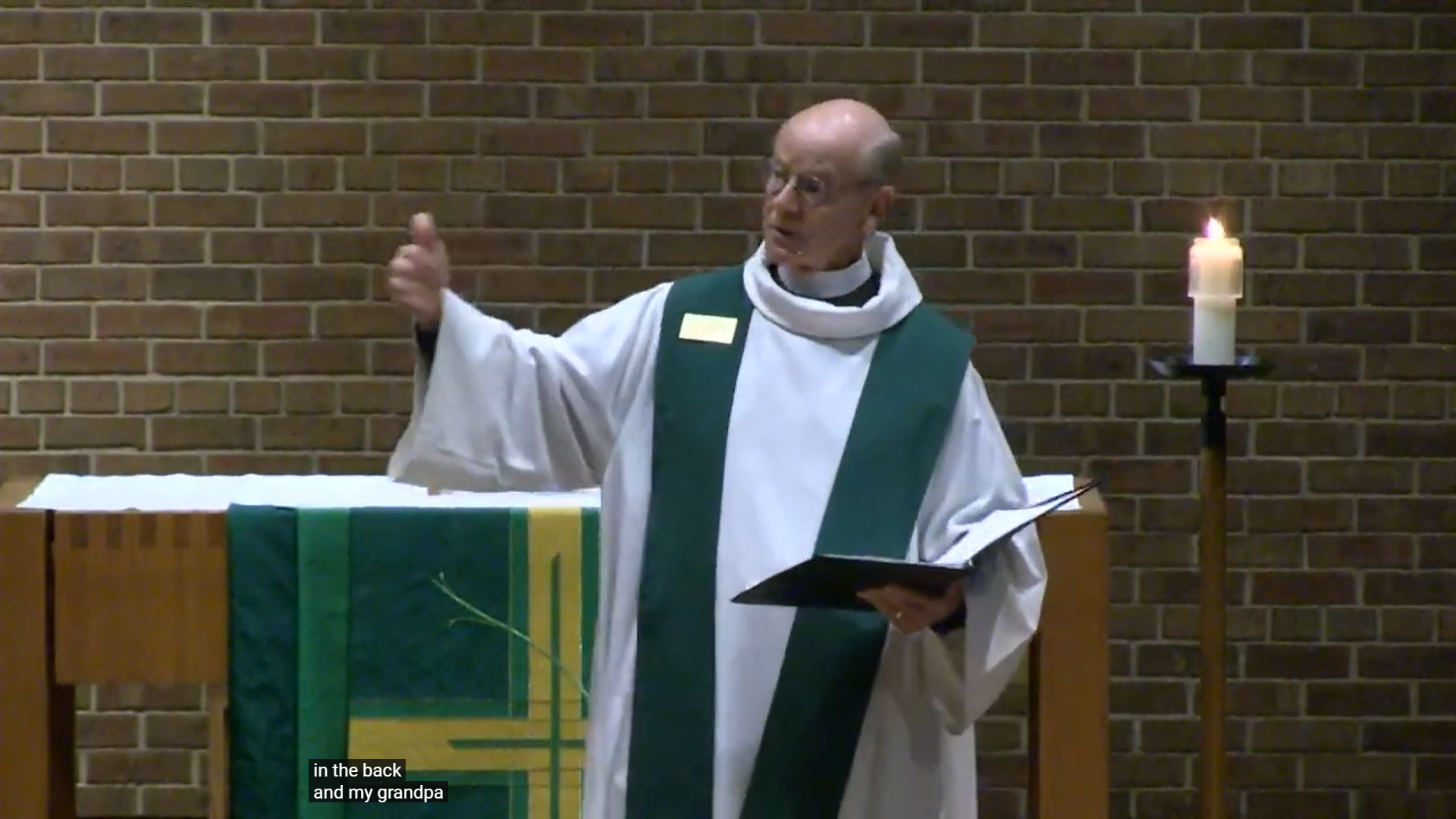 Pastor Glenn Seefeldt preaching at Nativity Lutheran Church