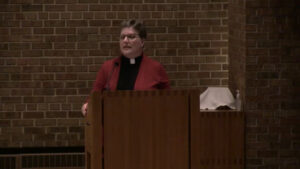 Rev. Nancy Nord Bence preaching at Nativity