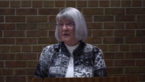 Bonnie Morris speaking at Nativity Lutheran Church