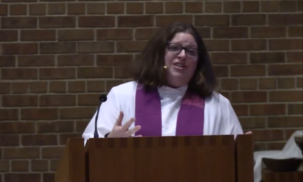 Angela LaMoore preaching at Nativity Lutheran Church