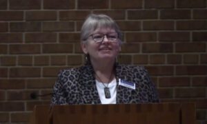Freda Myhrwold speaking at Nativity Lutheran Church