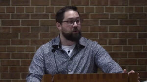 Deacon Kyle Soderberg preaching at Nativity Lutheran Church