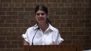 Dr. Jennifer Hornyak Wojciechowski preaching at Nativity Lutheran Church