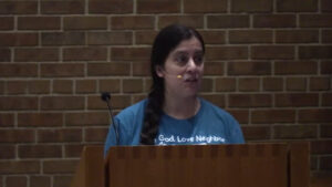 Renee Hoffman preaching at Nativity Lutheran Church