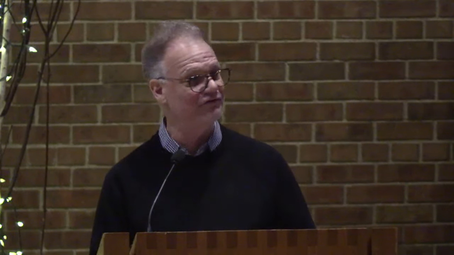Dan Bielenberg preaching in Nativity sanctuary