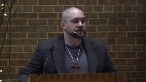 Deacon Kyle Soderberg preaching at Nativity Church